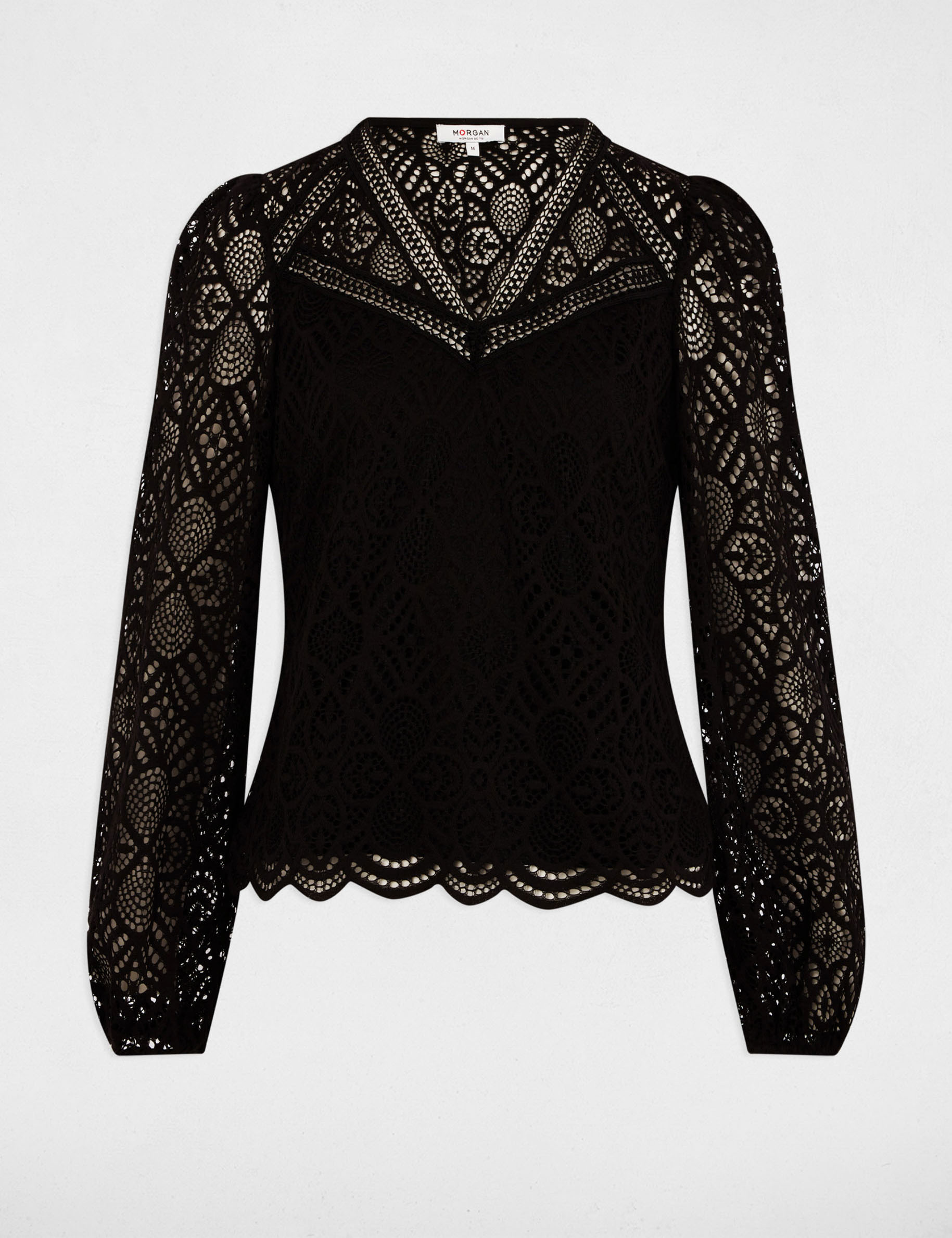 lace t shirt v neck black women Lace t-shirt V-neck black women