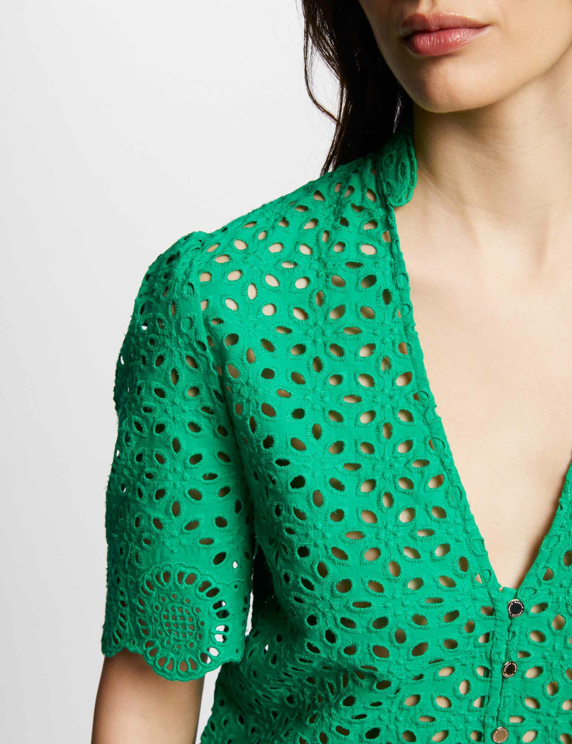 shirt with english embroidery green women Shirt with English embroidery green women