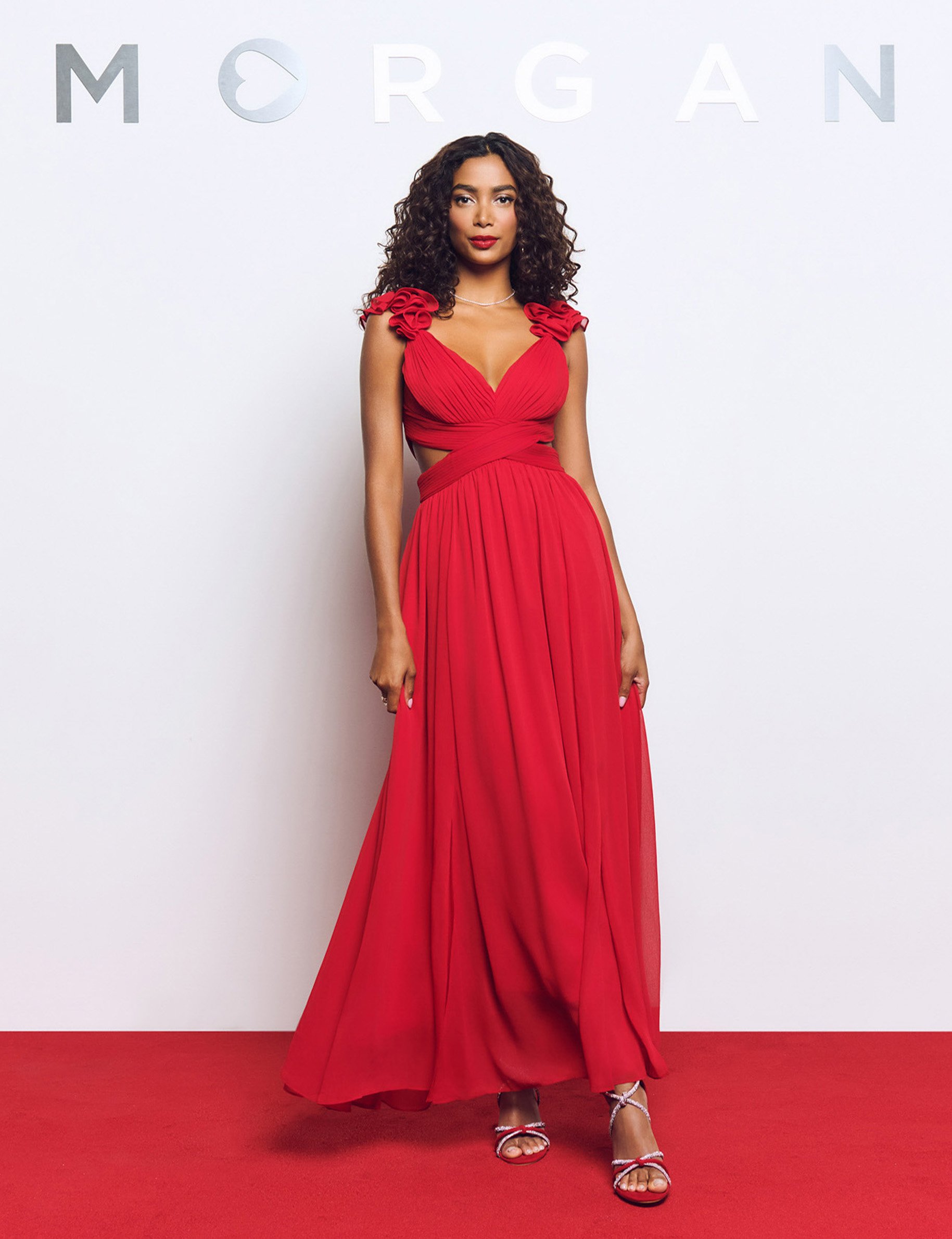 Maxi loose straight dress red women