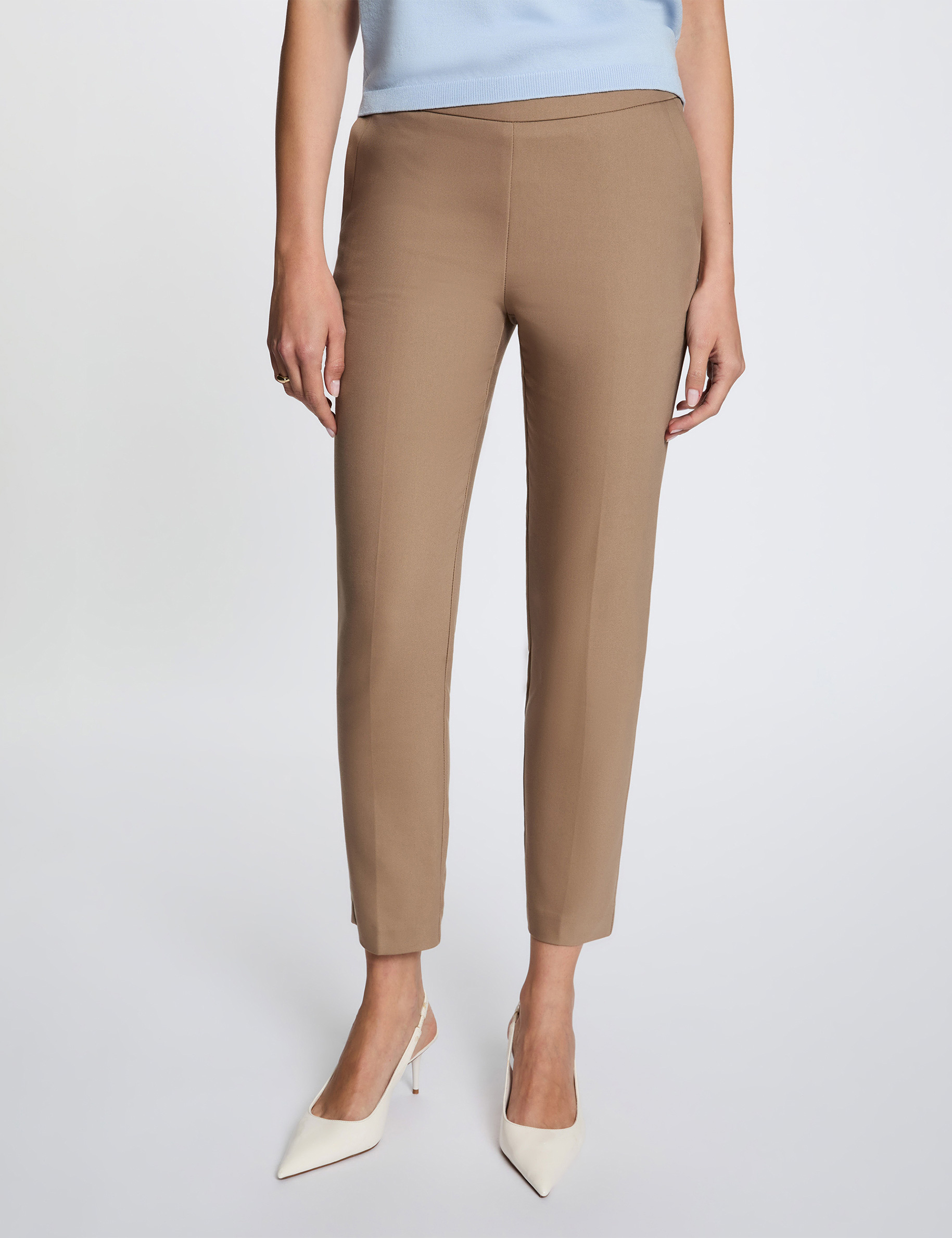 Cropped cigarette trousers taupe women