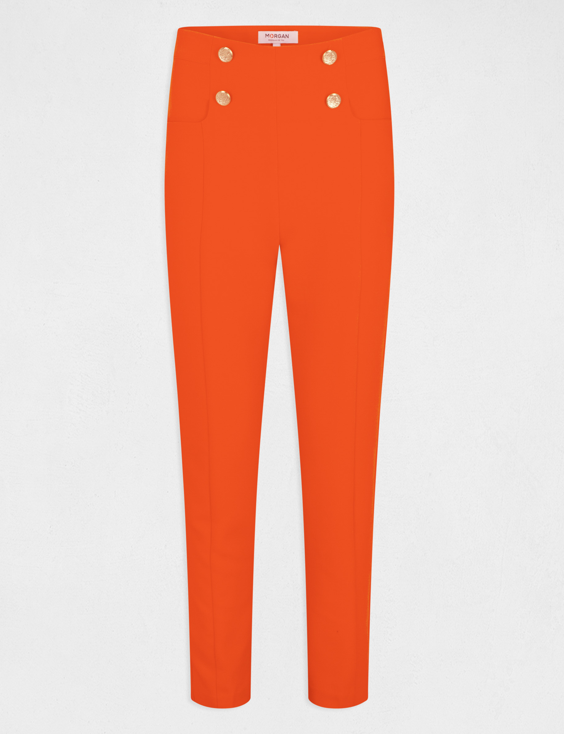 Fitted city trousers with buttons orange ladies'