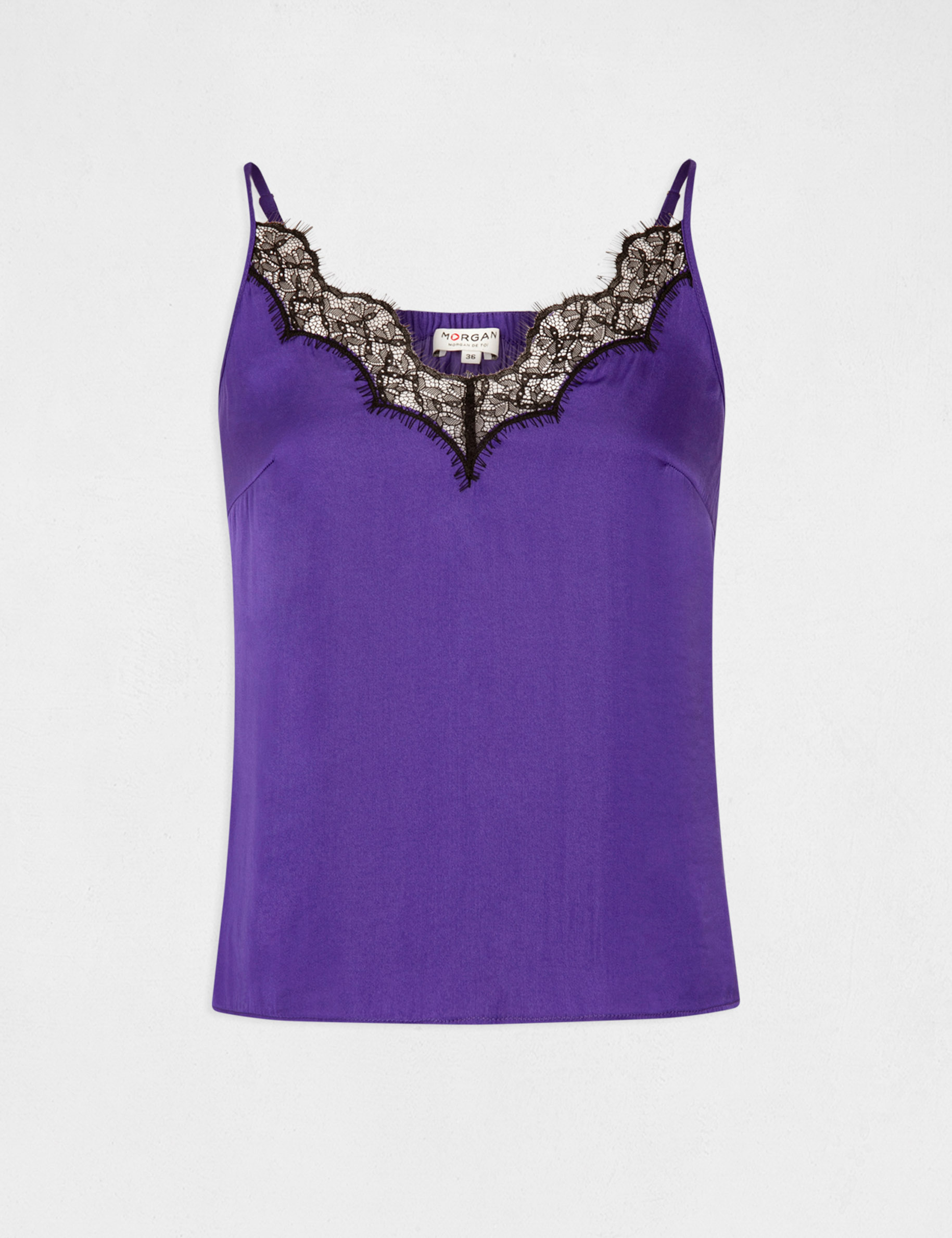 Blouse with thin straps and lace dark purple ladies'