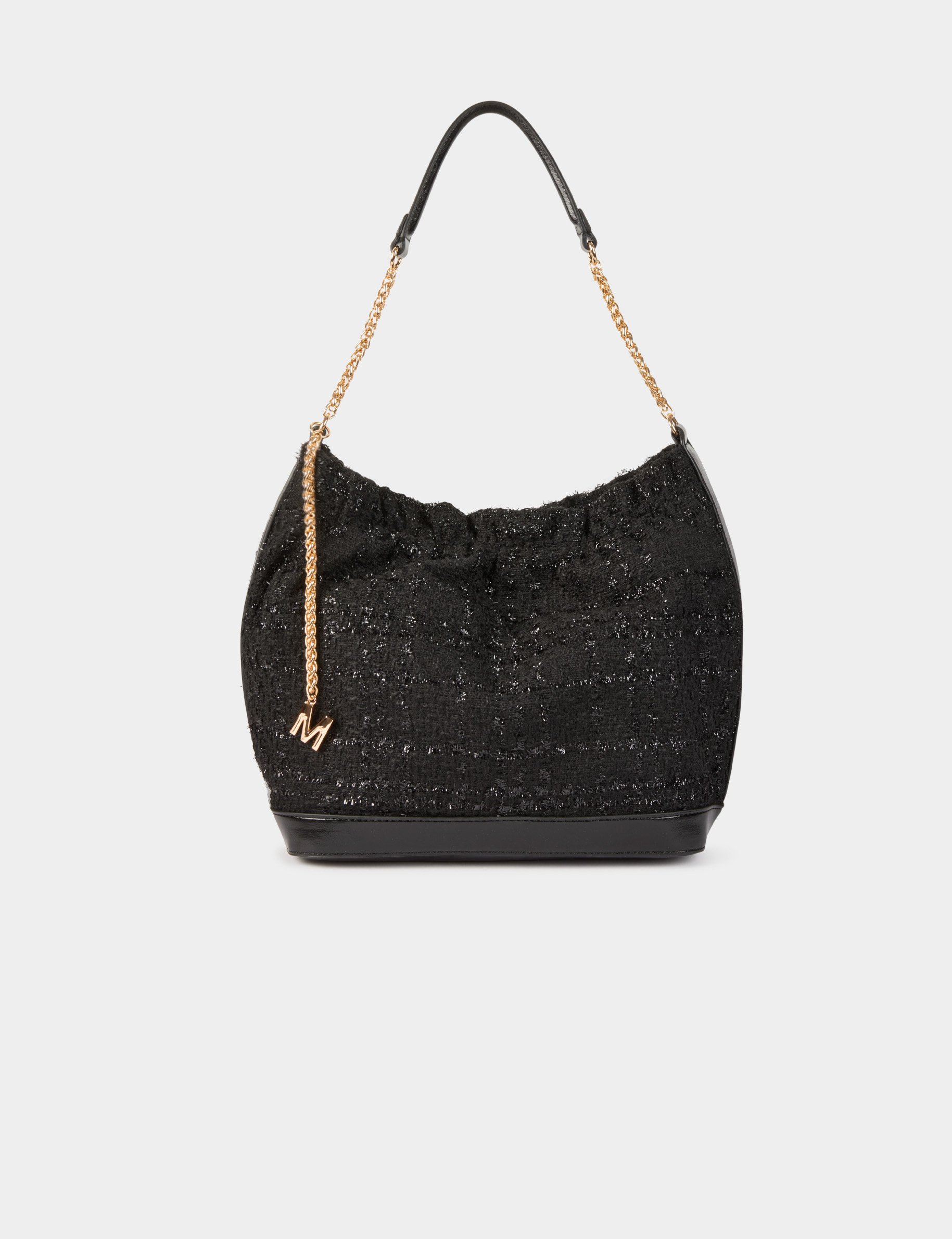 Sac tweed métallisé noir femme