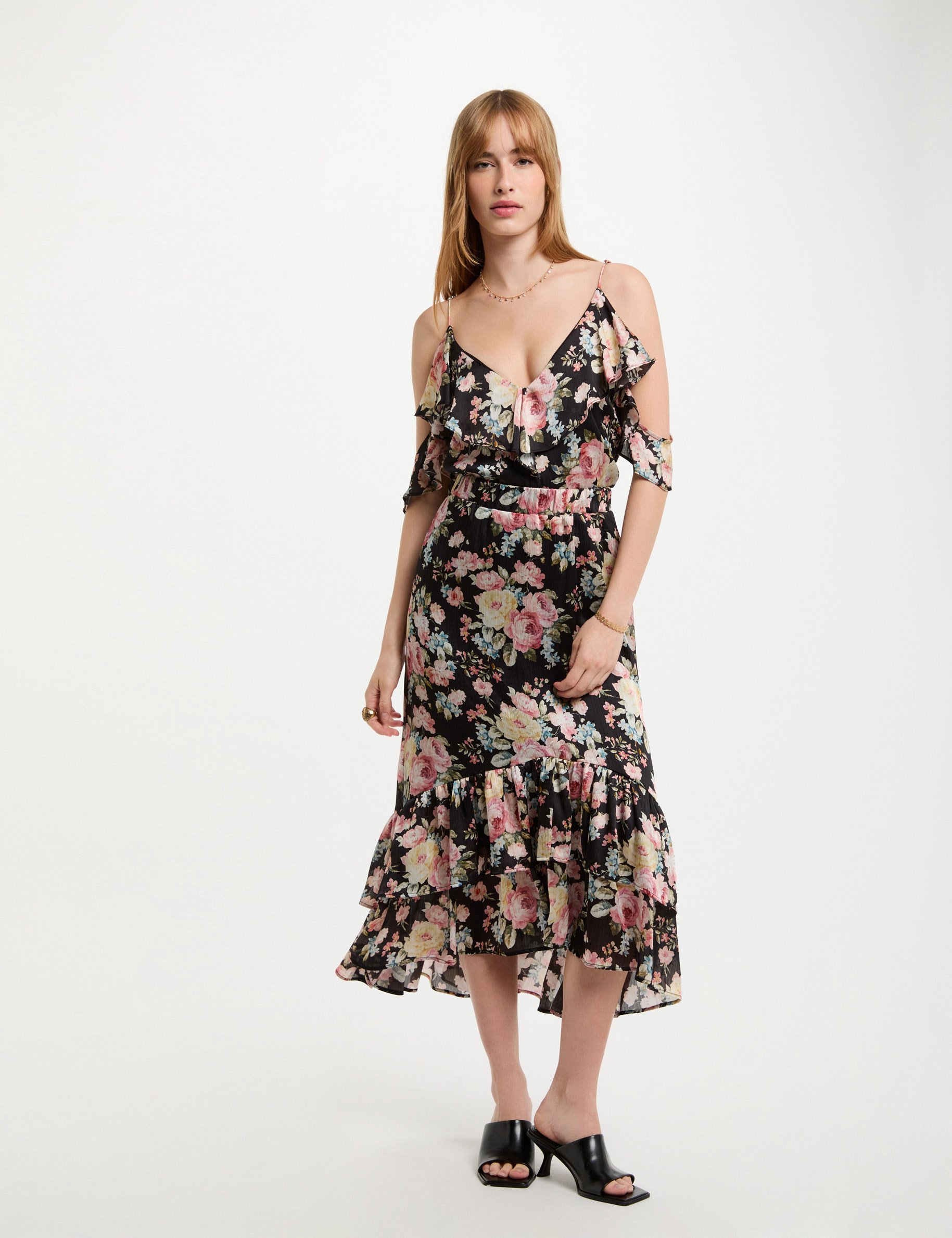 printed top with ruffles multicolor women Printed top with ruffles multicolor women