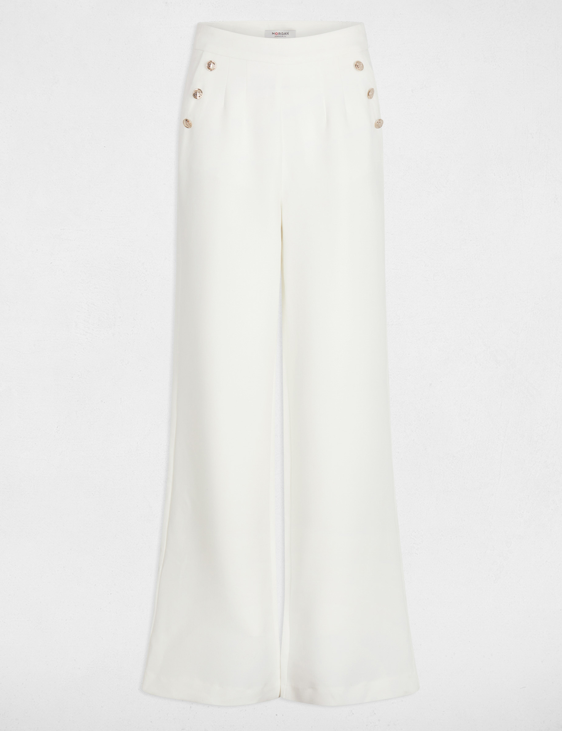 wide leg trousers with buttons white women Wide leg trousers with buttons white women