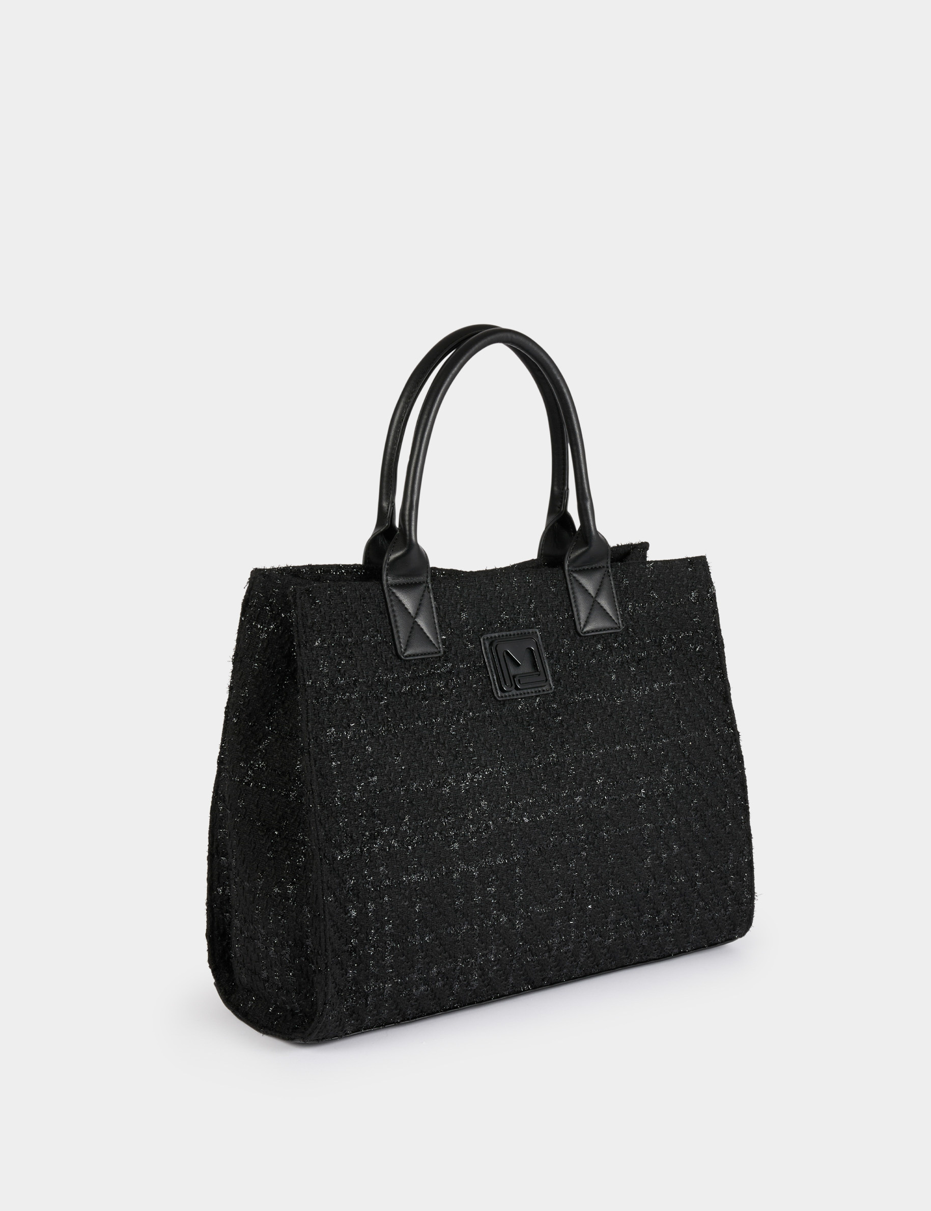 Tweed shopper bag black women