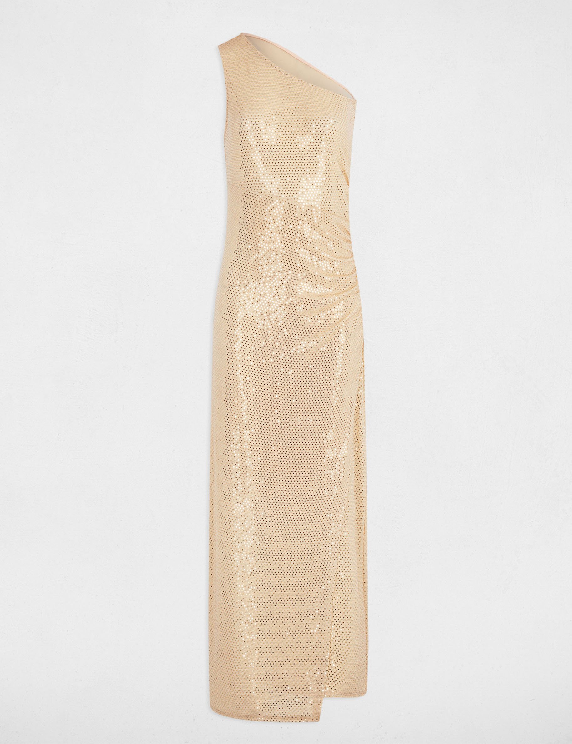 Asymmetrical maxi dress silver color women