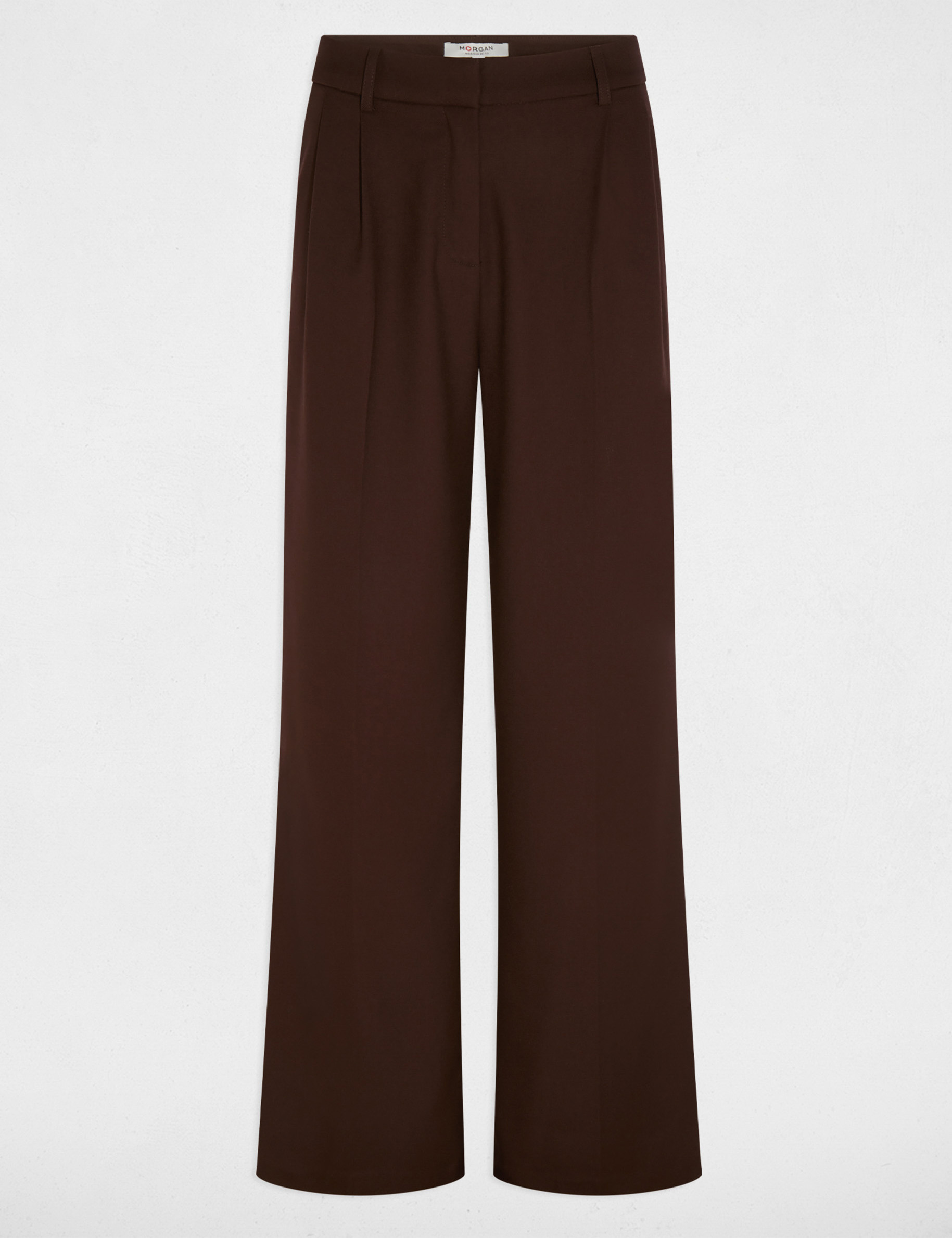 High-waisted wide-leg trousers dark brown women