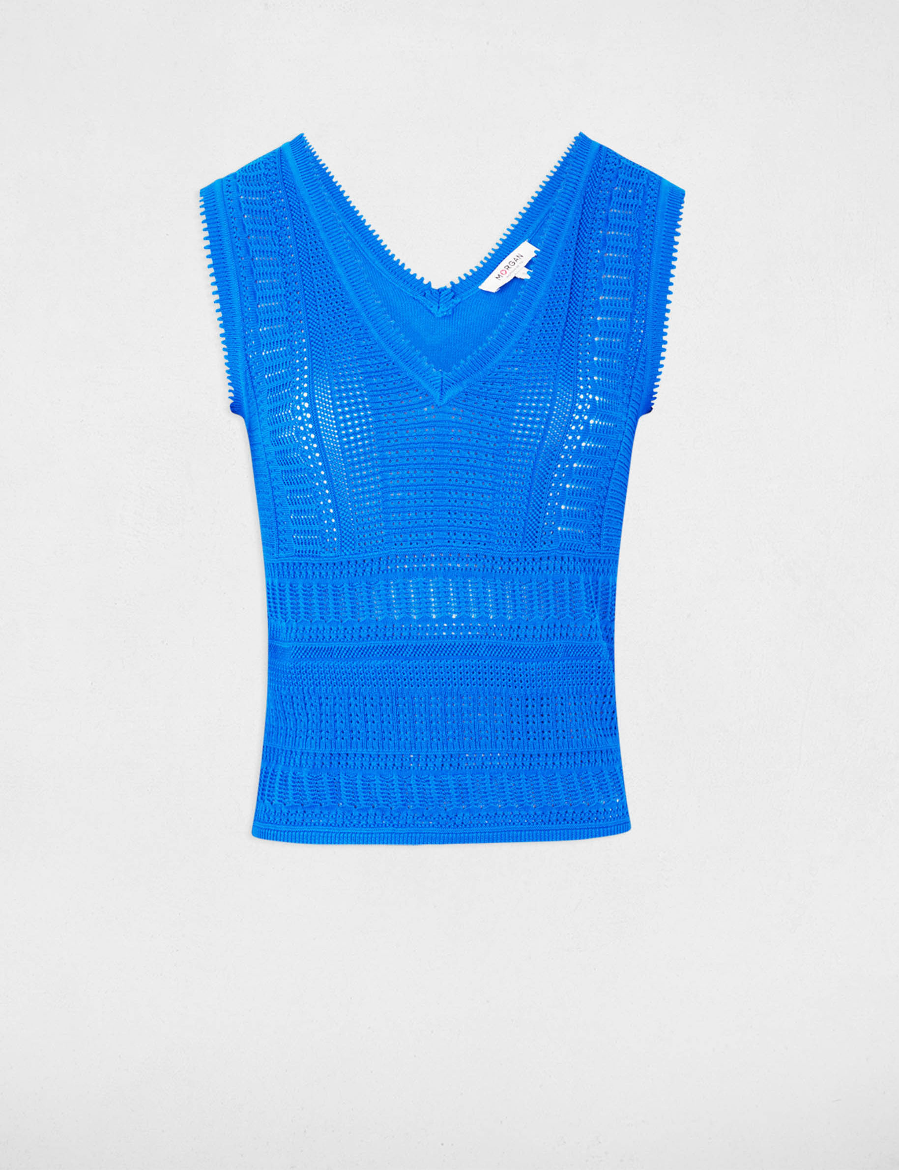 sleeveless openwork jumper electric blue women Sleeveless openwork jumper electric blue women