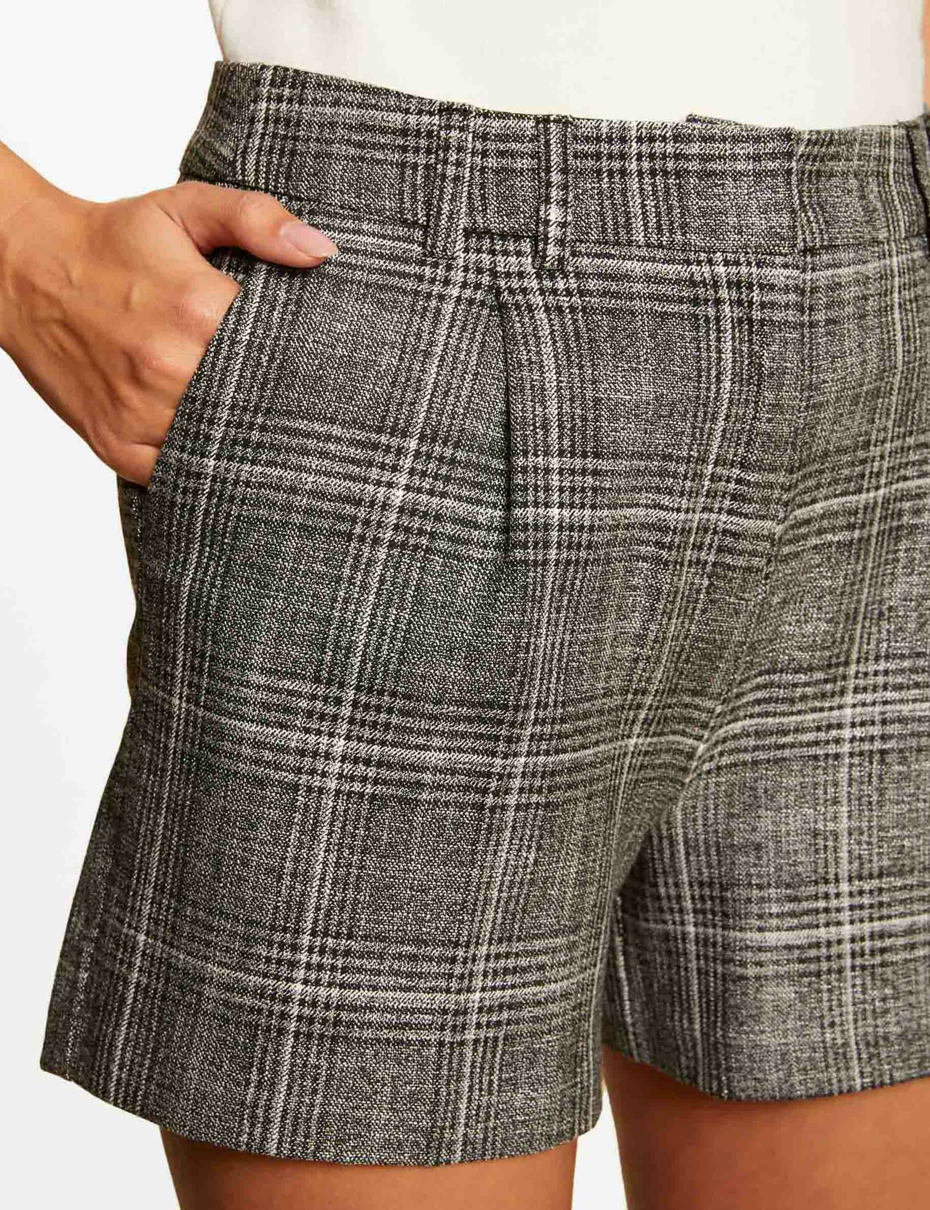 Checked fitted city shorts mid-grey ladies'