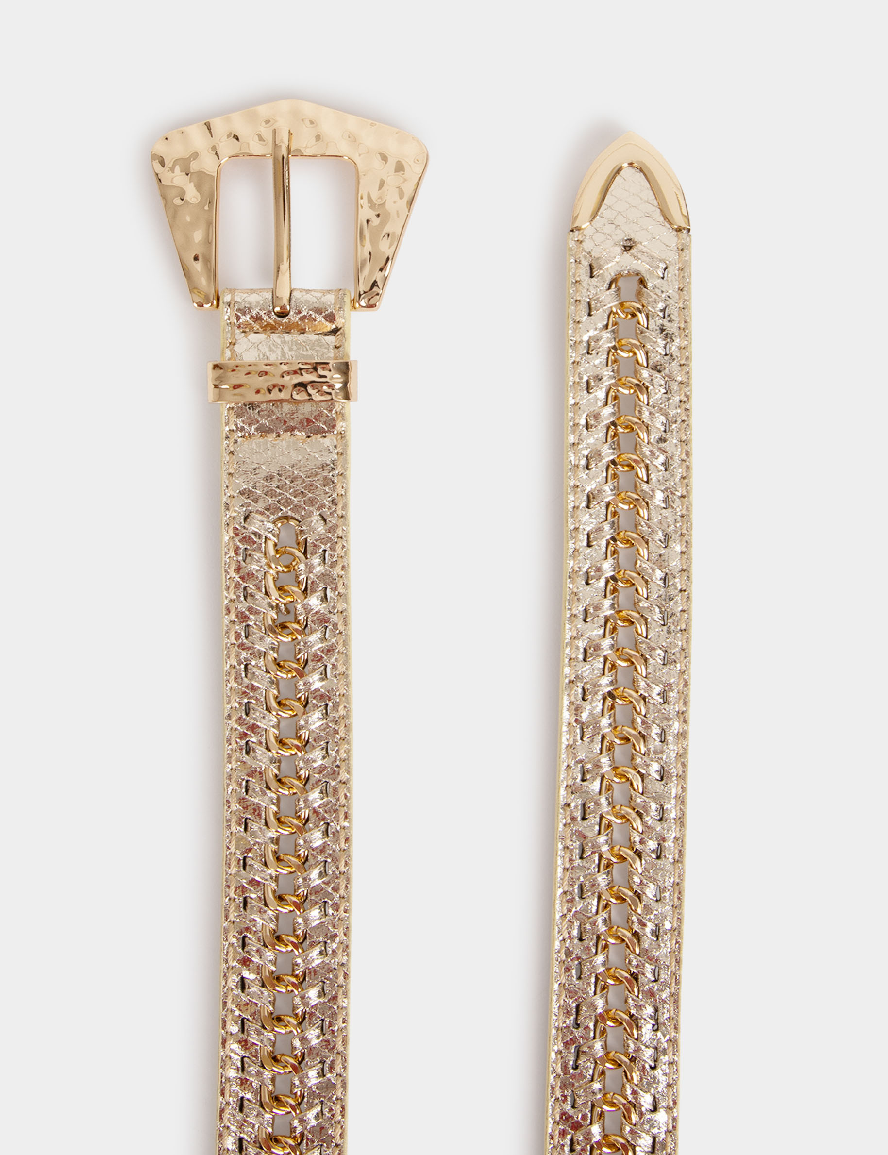 Braided belt and chain gold ladies'