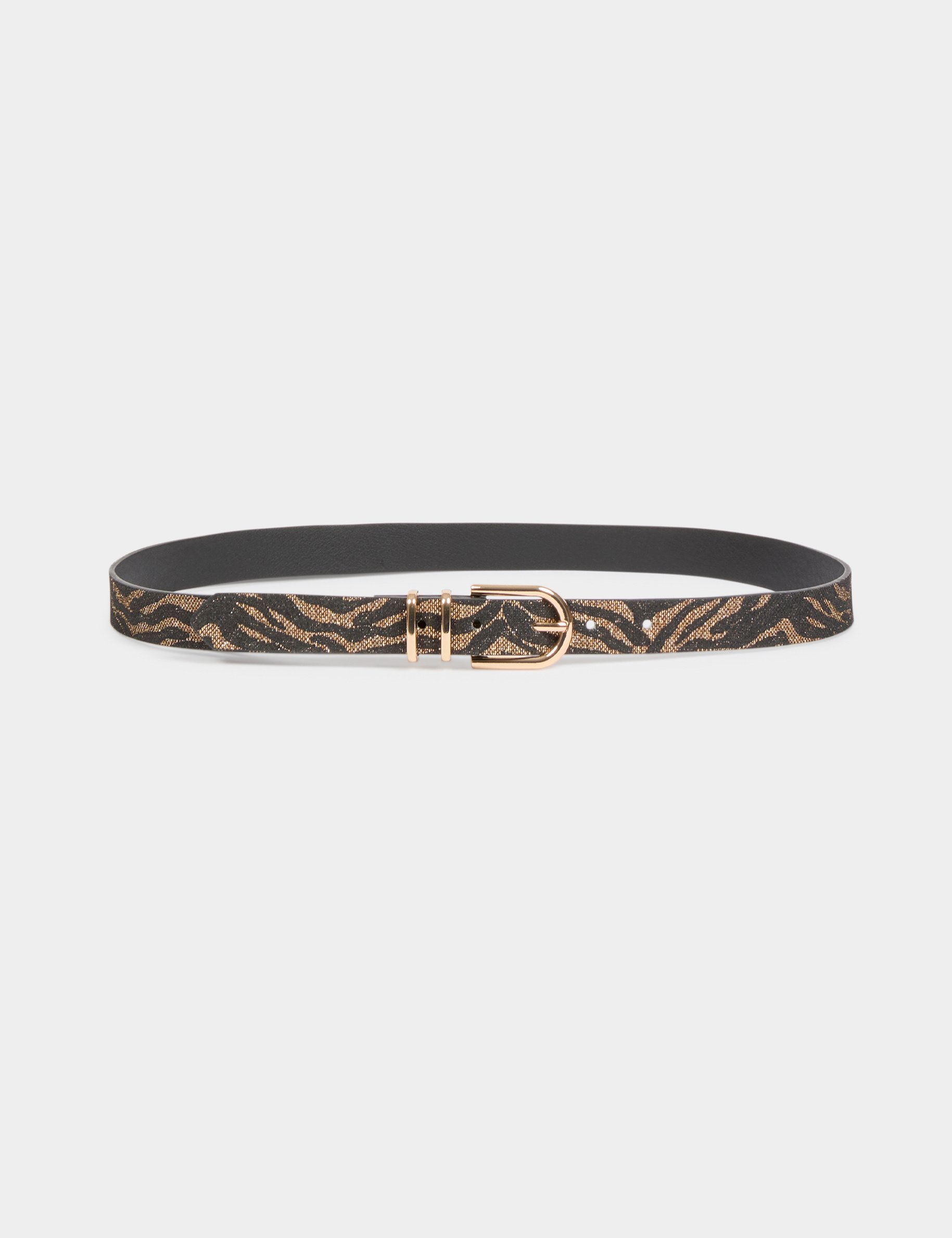 Zebra-print thin belt black women