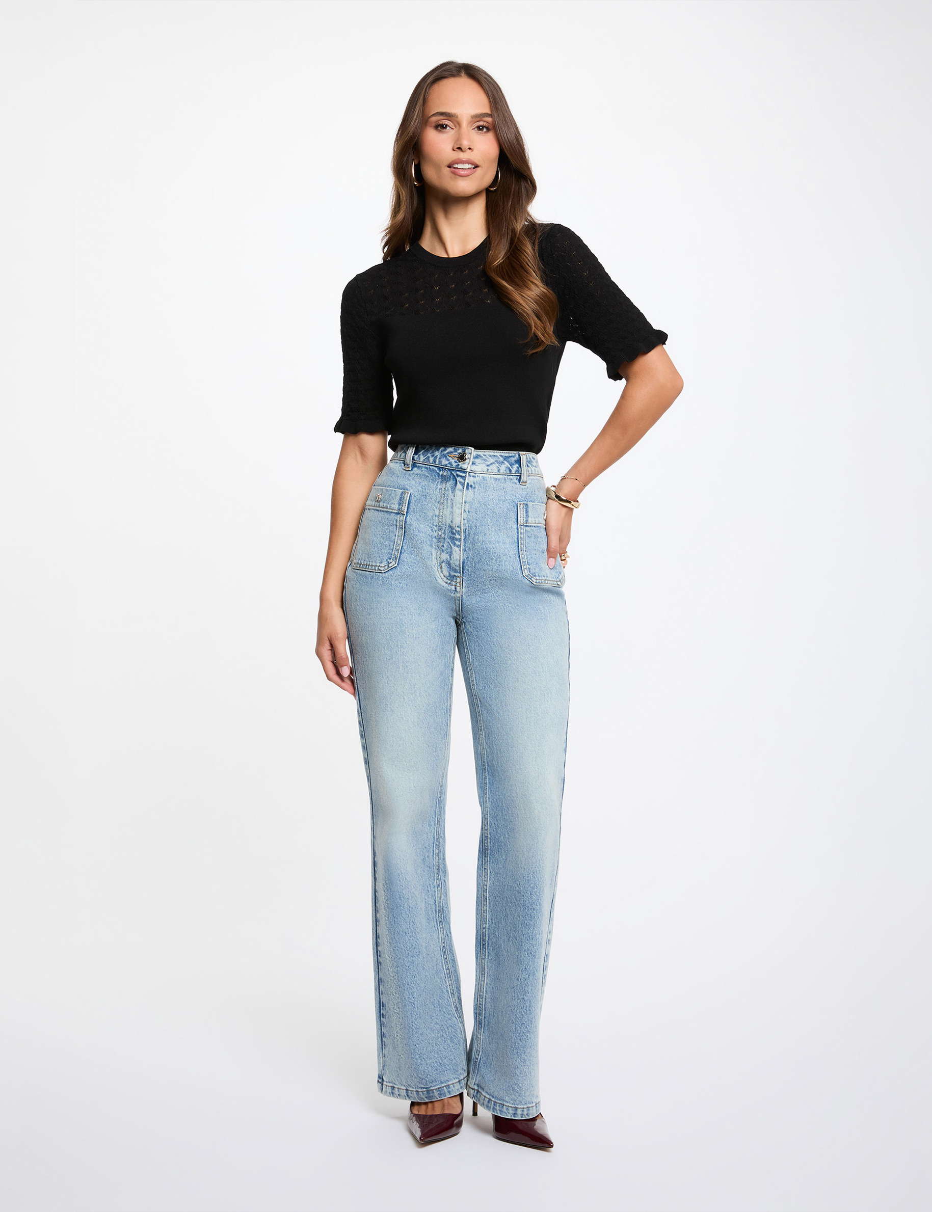 Short-sleeve sweater black women