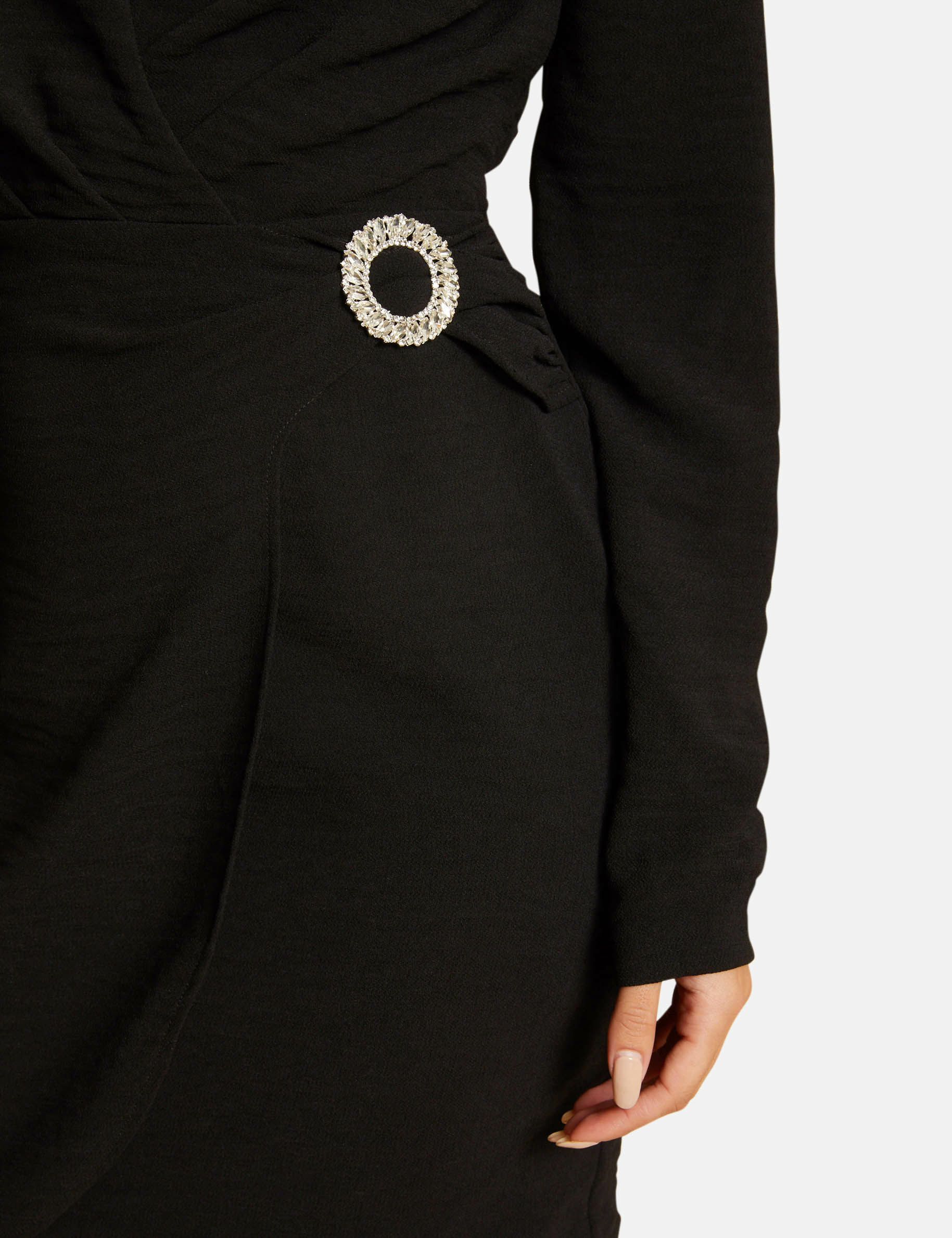 Wrap dress with buckle black ladies'
