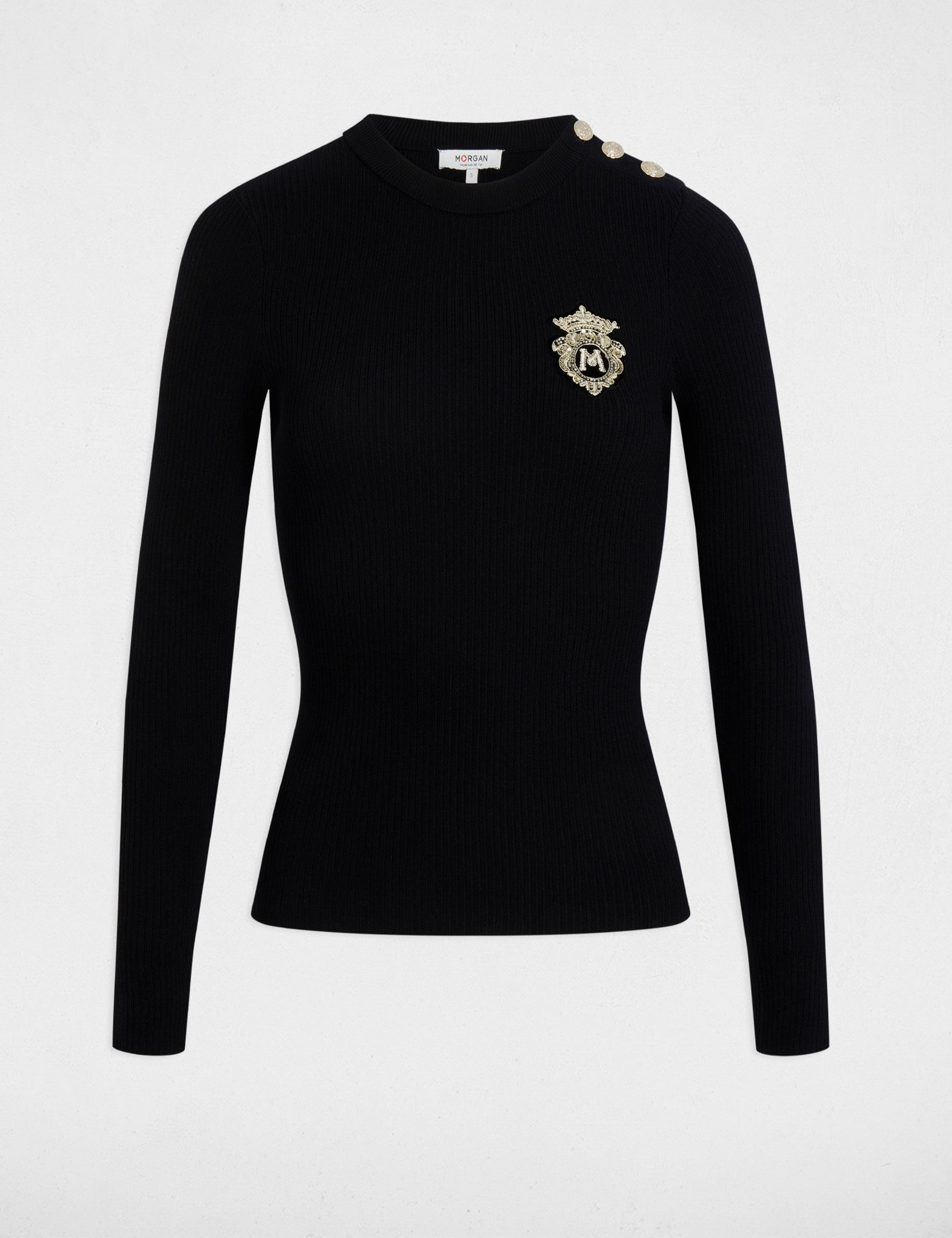 ribbed jumper round neck black women Ribbed jumper round neck black women
