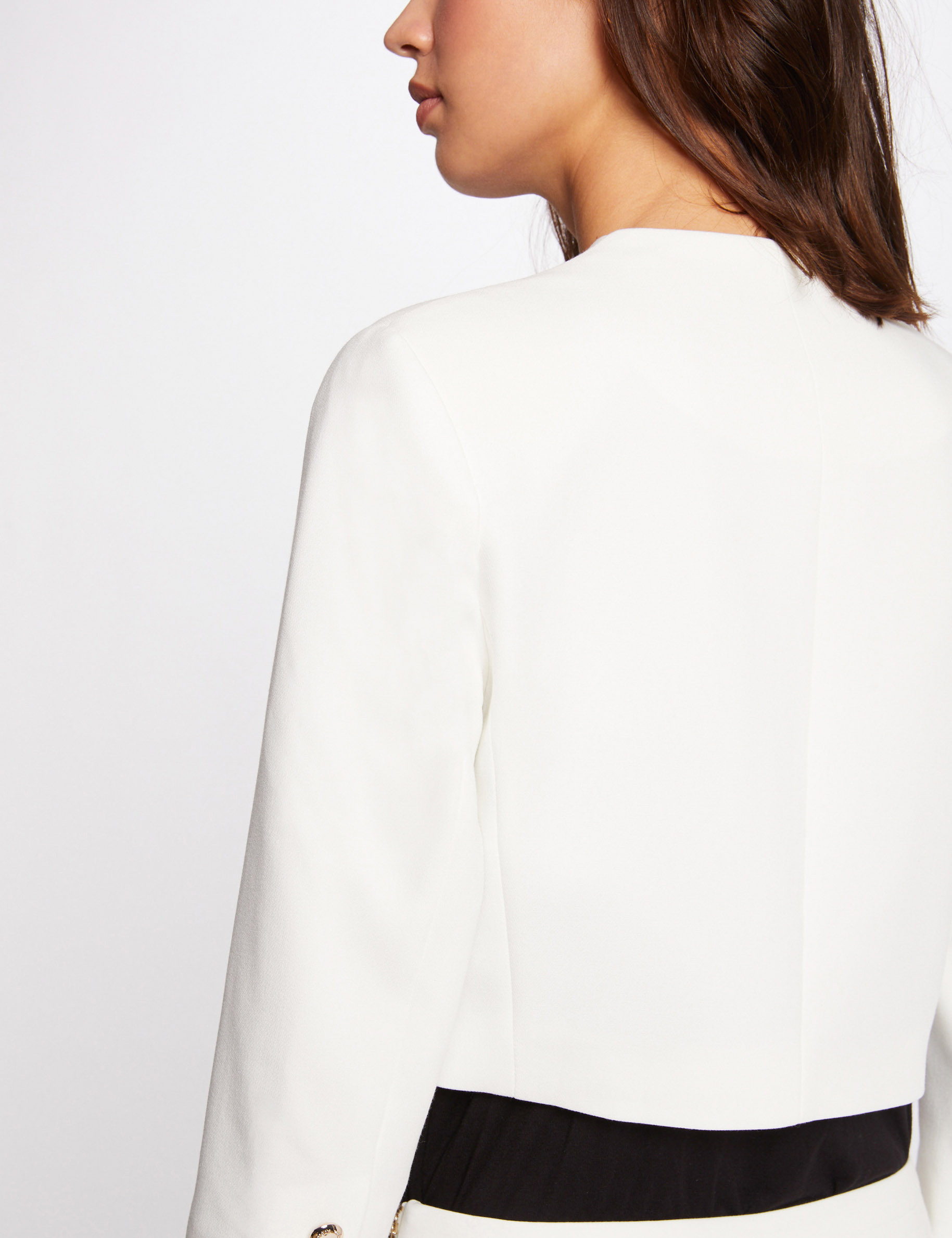 straight jacket with 34 length sleeves ivory women Straight jacket with 3/4-length sleeves ivory women