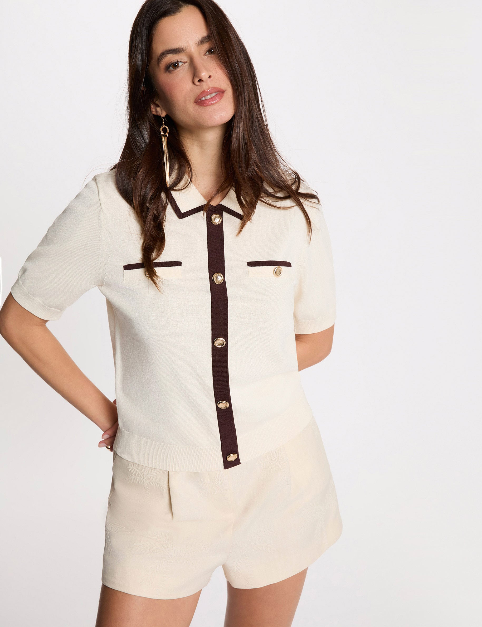 Short-sleeve cardigan ivory women