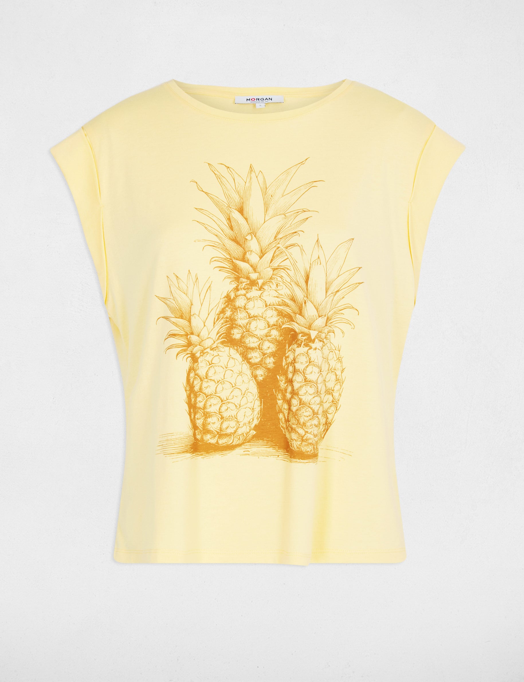 Sleeveless t-shirt light yellow women