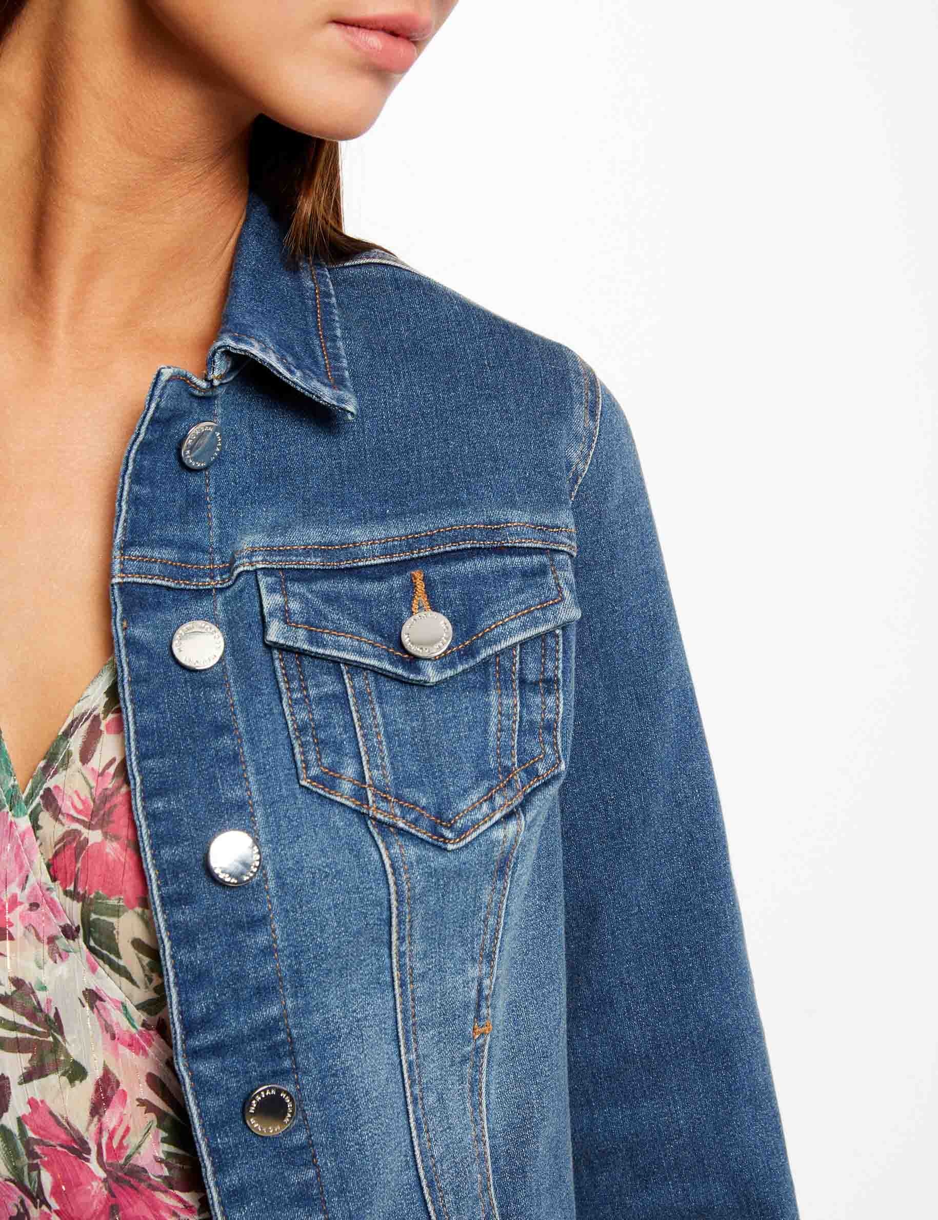 Straight buttoned denim jacket denim stone women