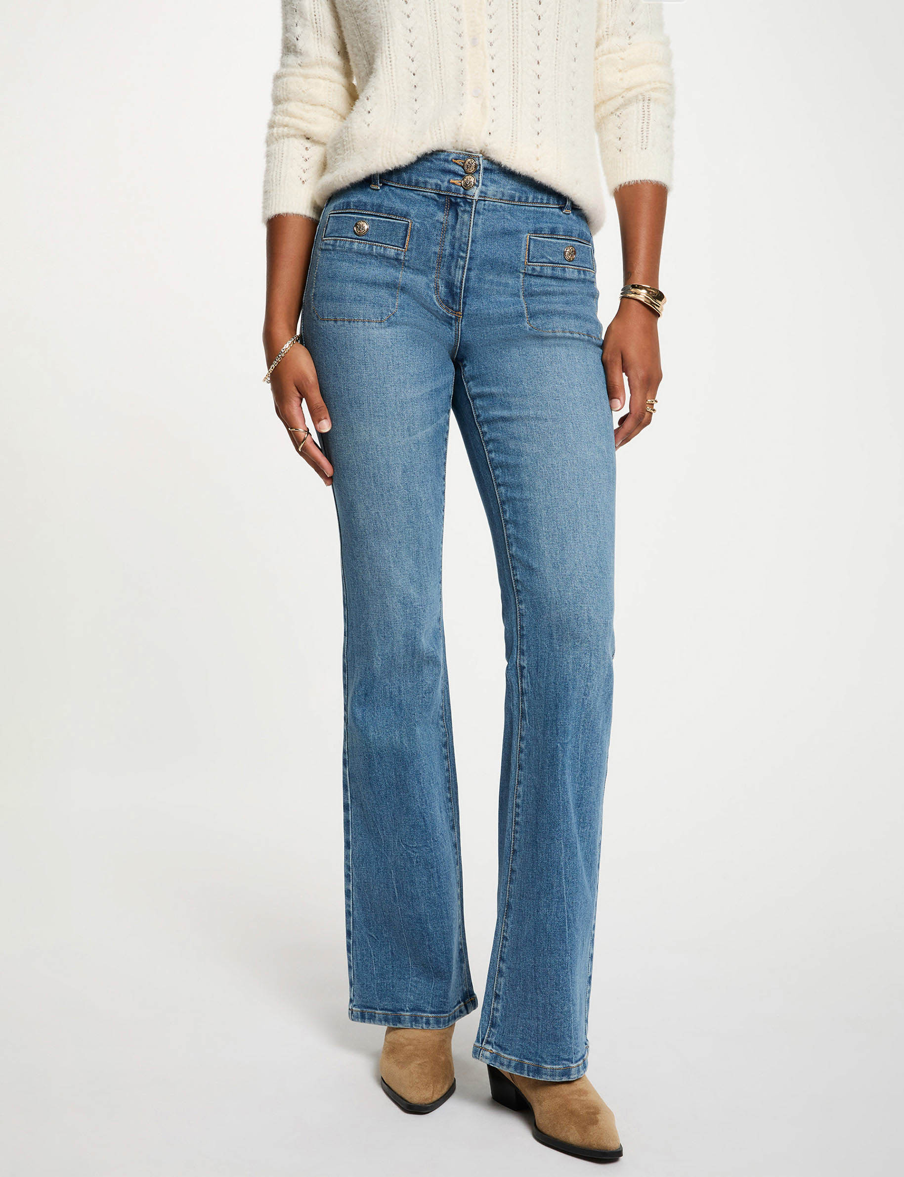 jean bootcut tresse denim stone femme Jean bootcut tressé denim stone femme