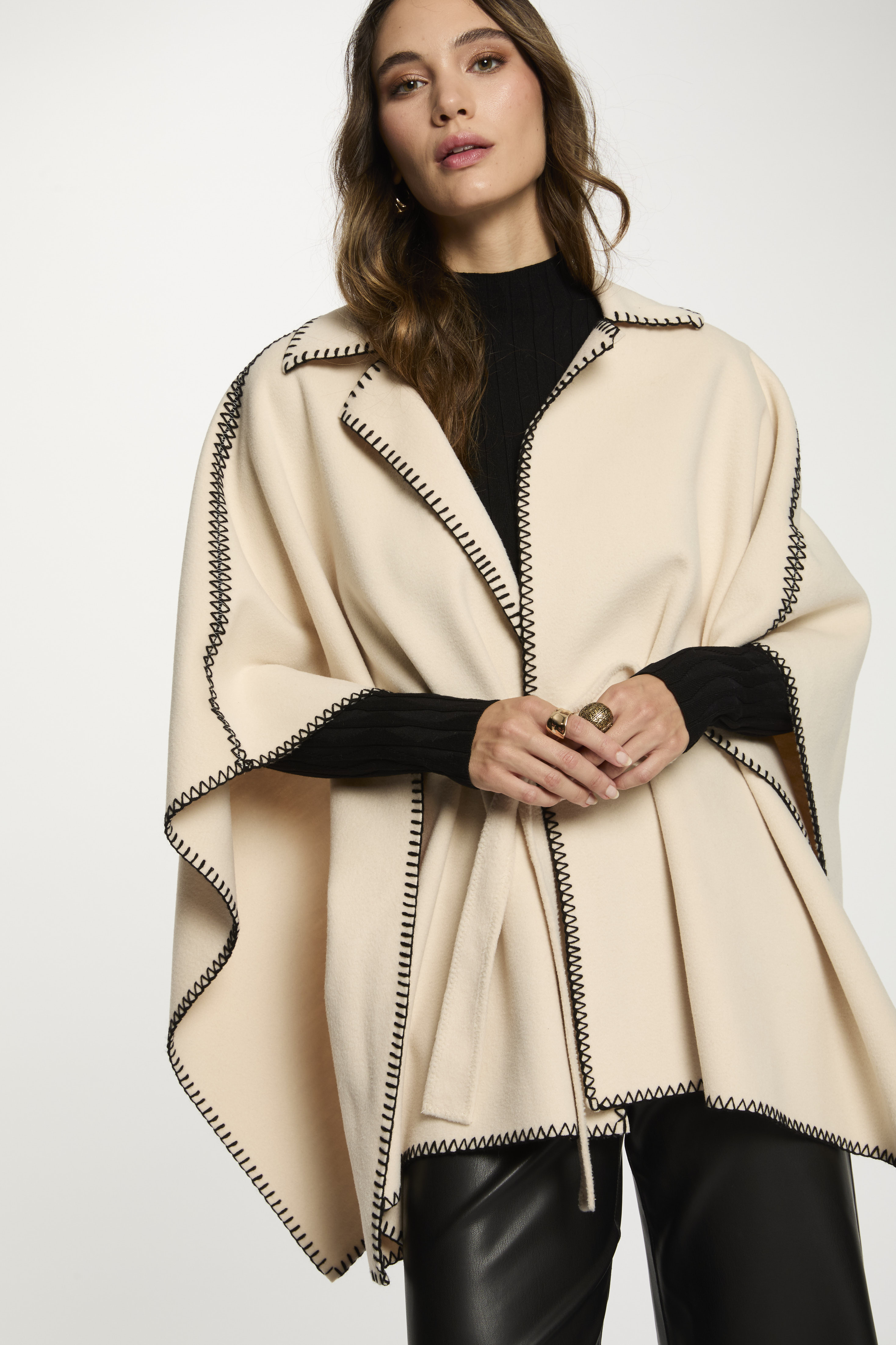 belted cape ivory women Belted cape ivory women