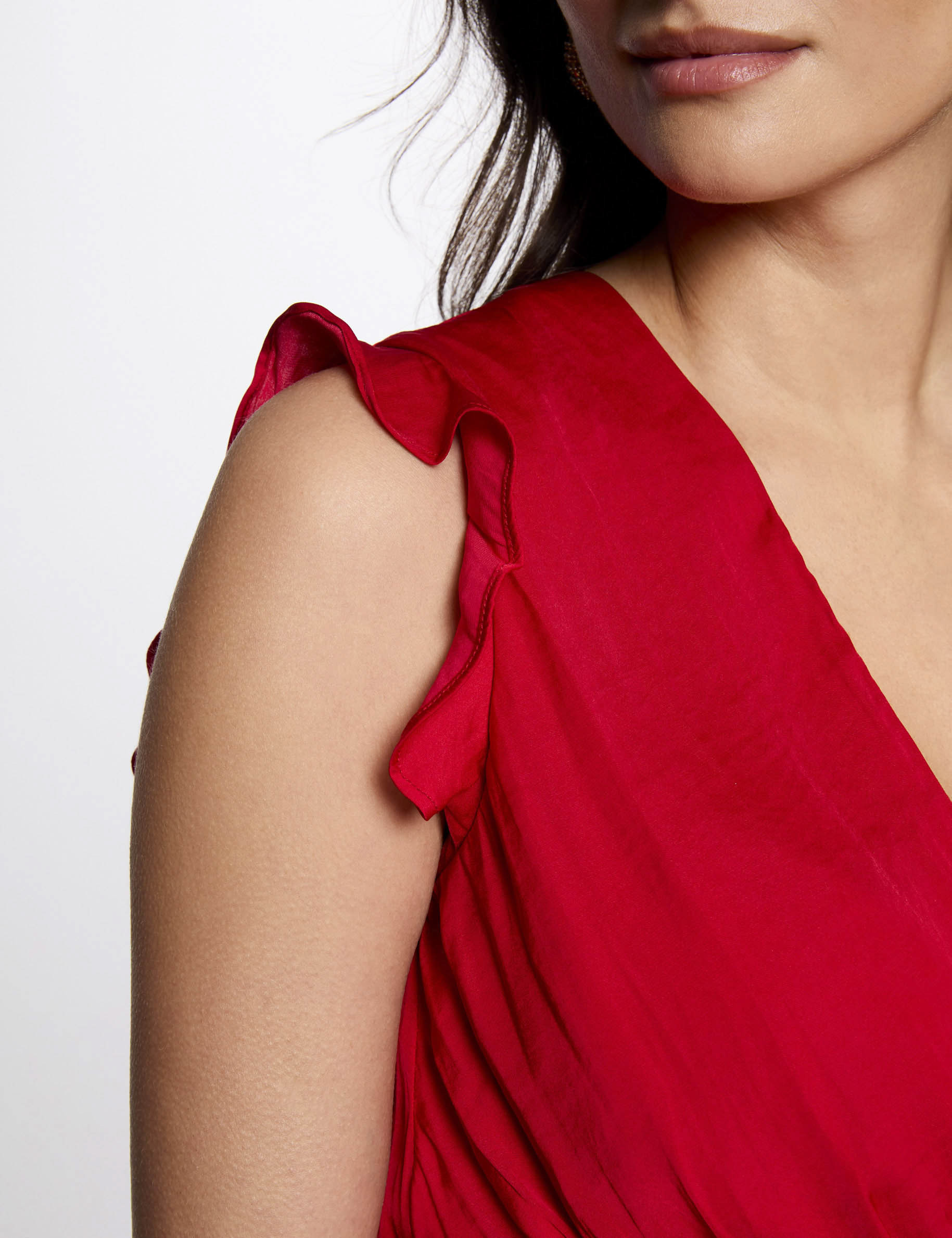 Sleeveless loose straight dress red women