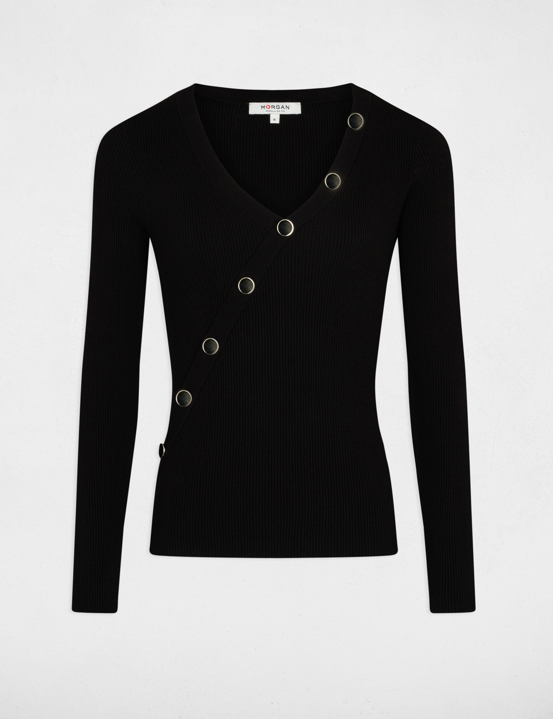 Long-sleeved jumper with buttons black ladies'