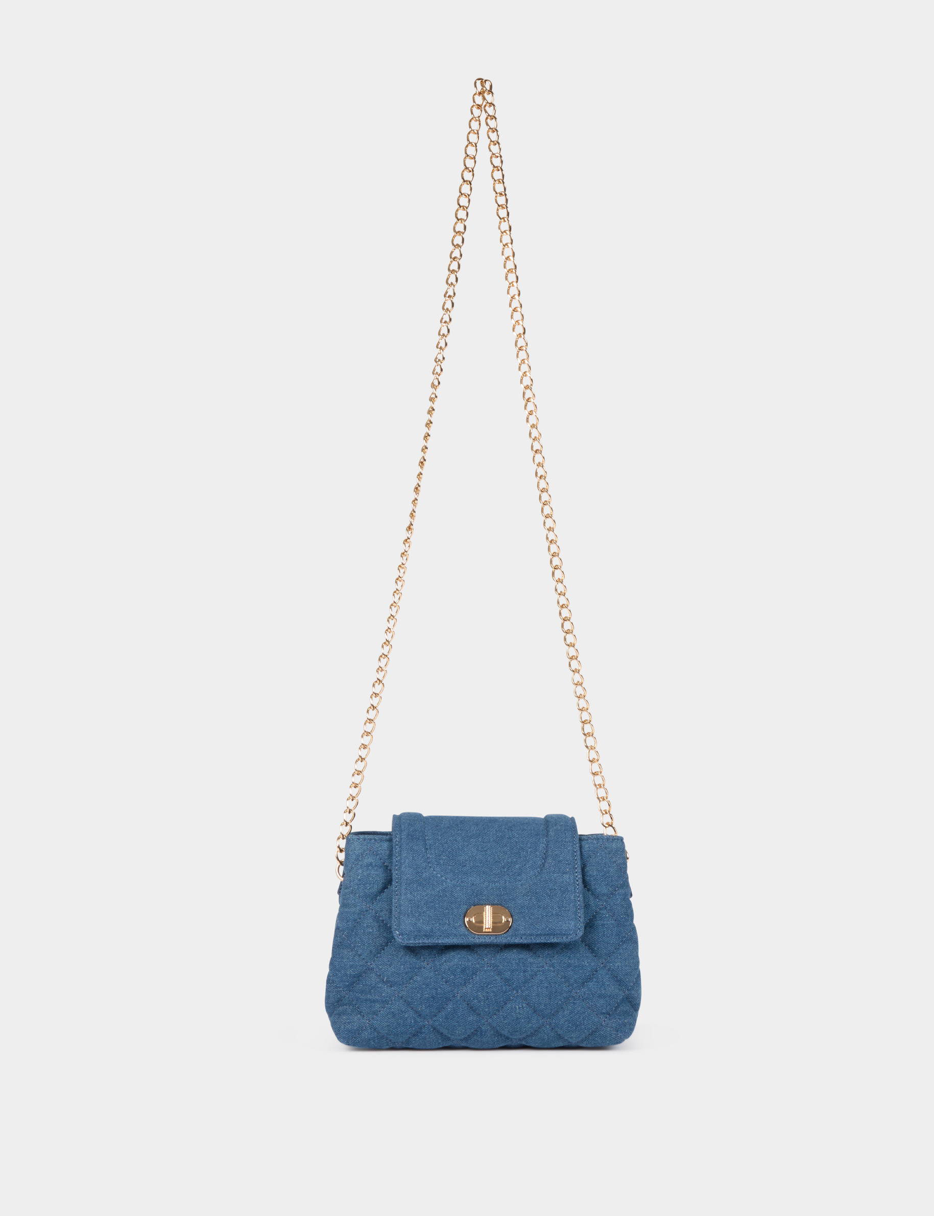 Quilted denim clutch bag stone wash denim women