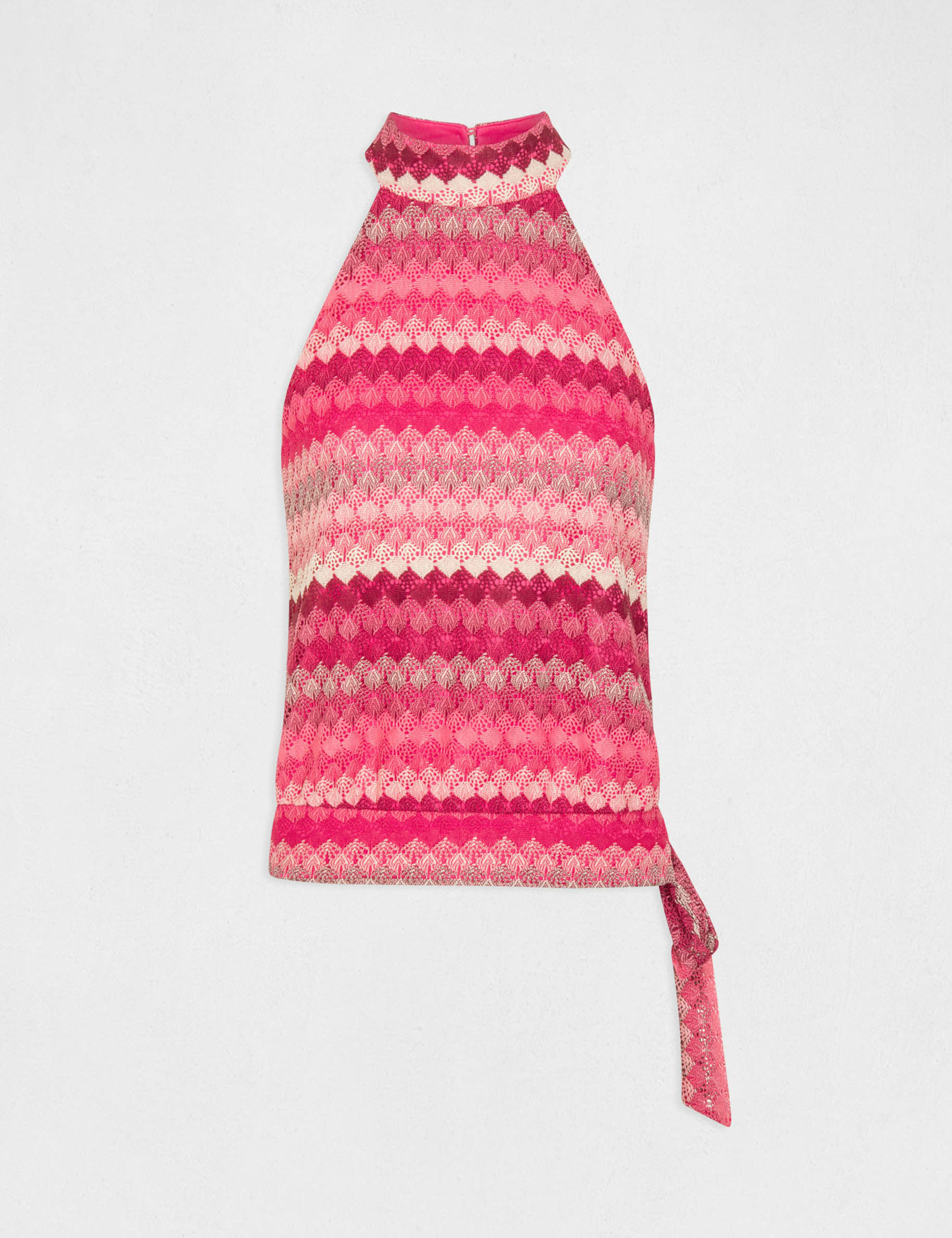 Crochet vest top with halter neck pink ladies'