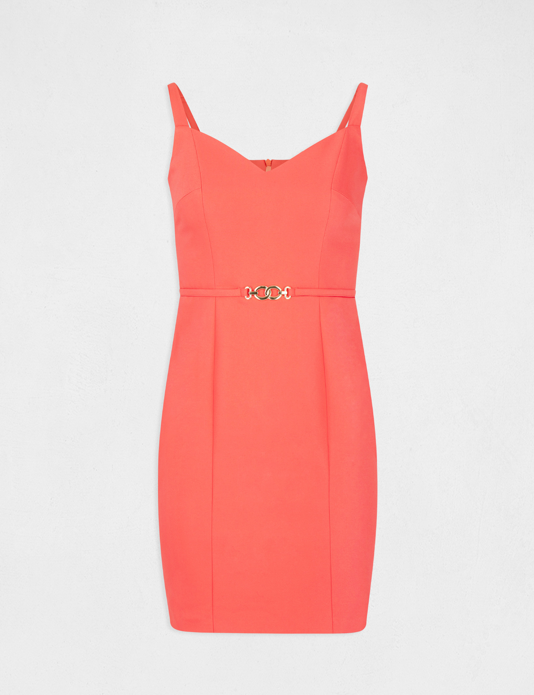 Fitted dress with metal ornament red ladies' Fitted dress with metal ornament red ladies'