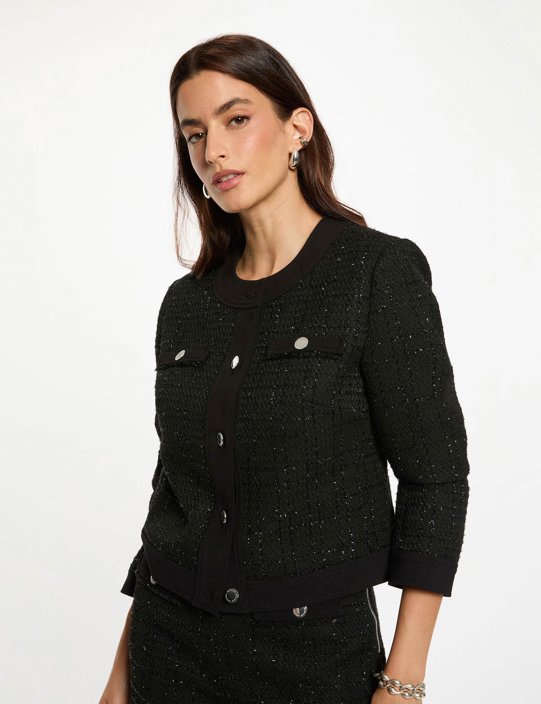 Fitted cropped jacket black women