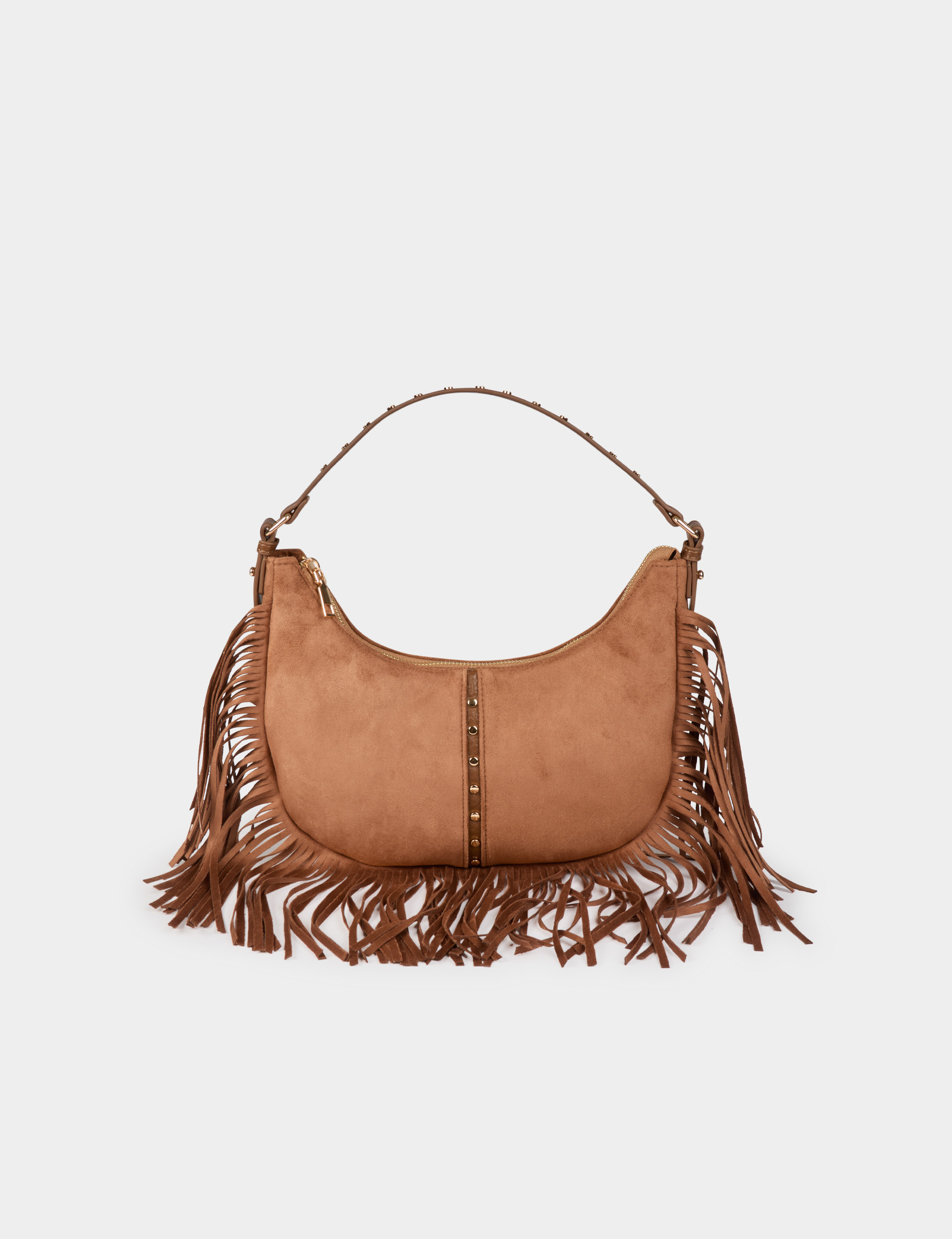 Suede fringe bag beige women