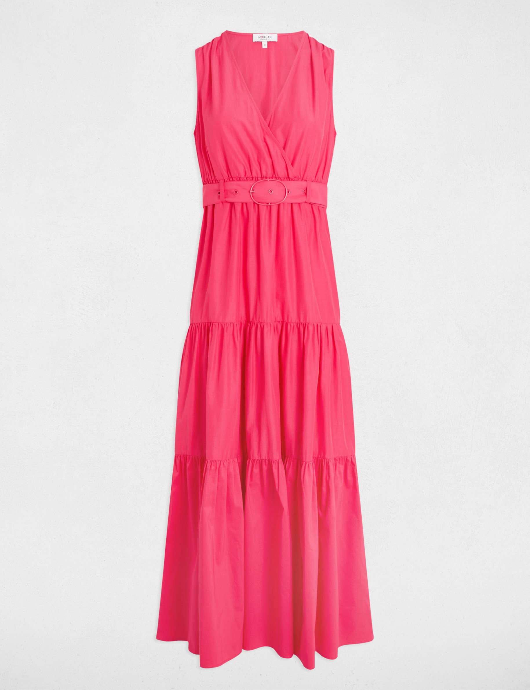 Maxi straight dress fuchsia pink women