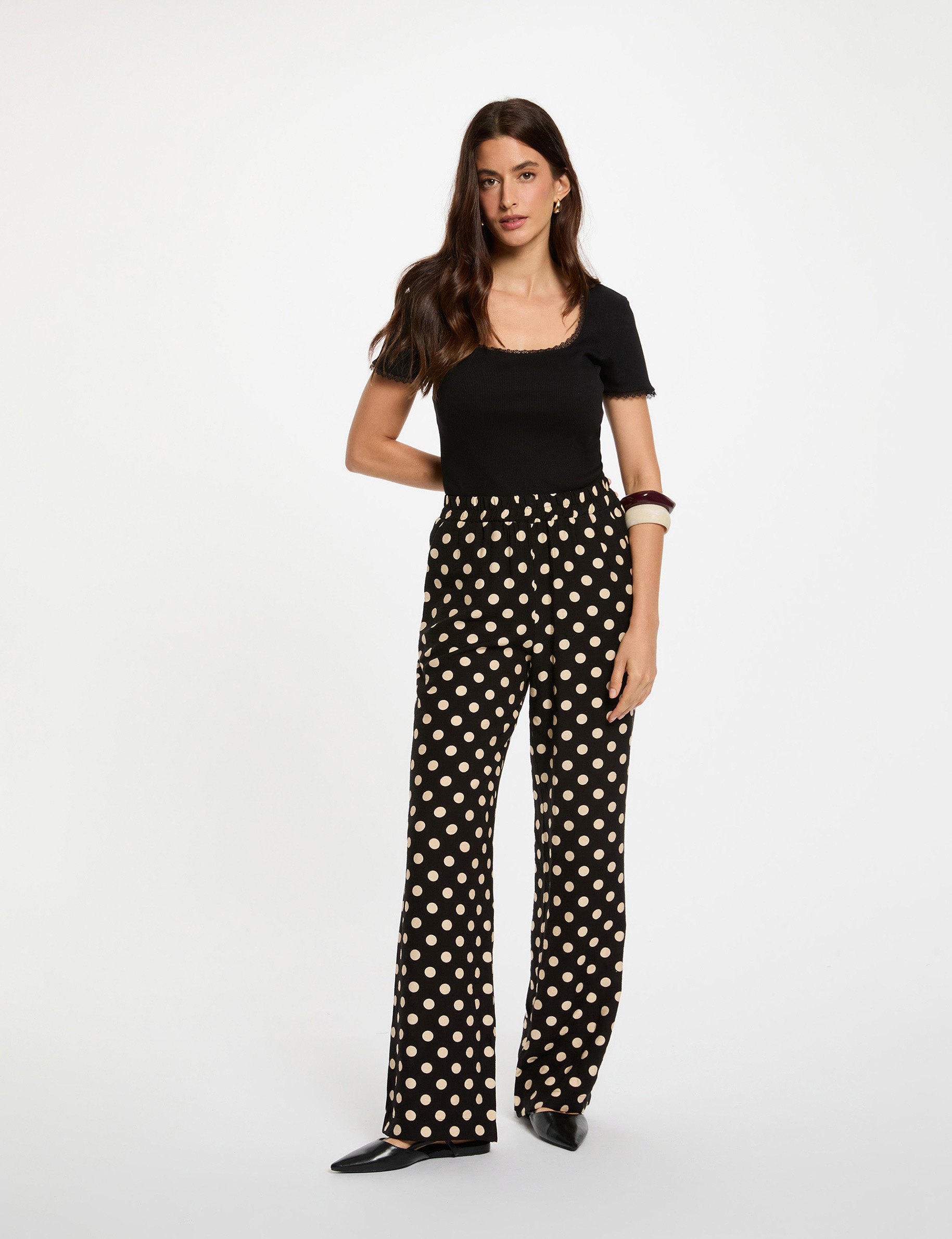 high waisted straight trousers black women High-waisted straight trousers black women