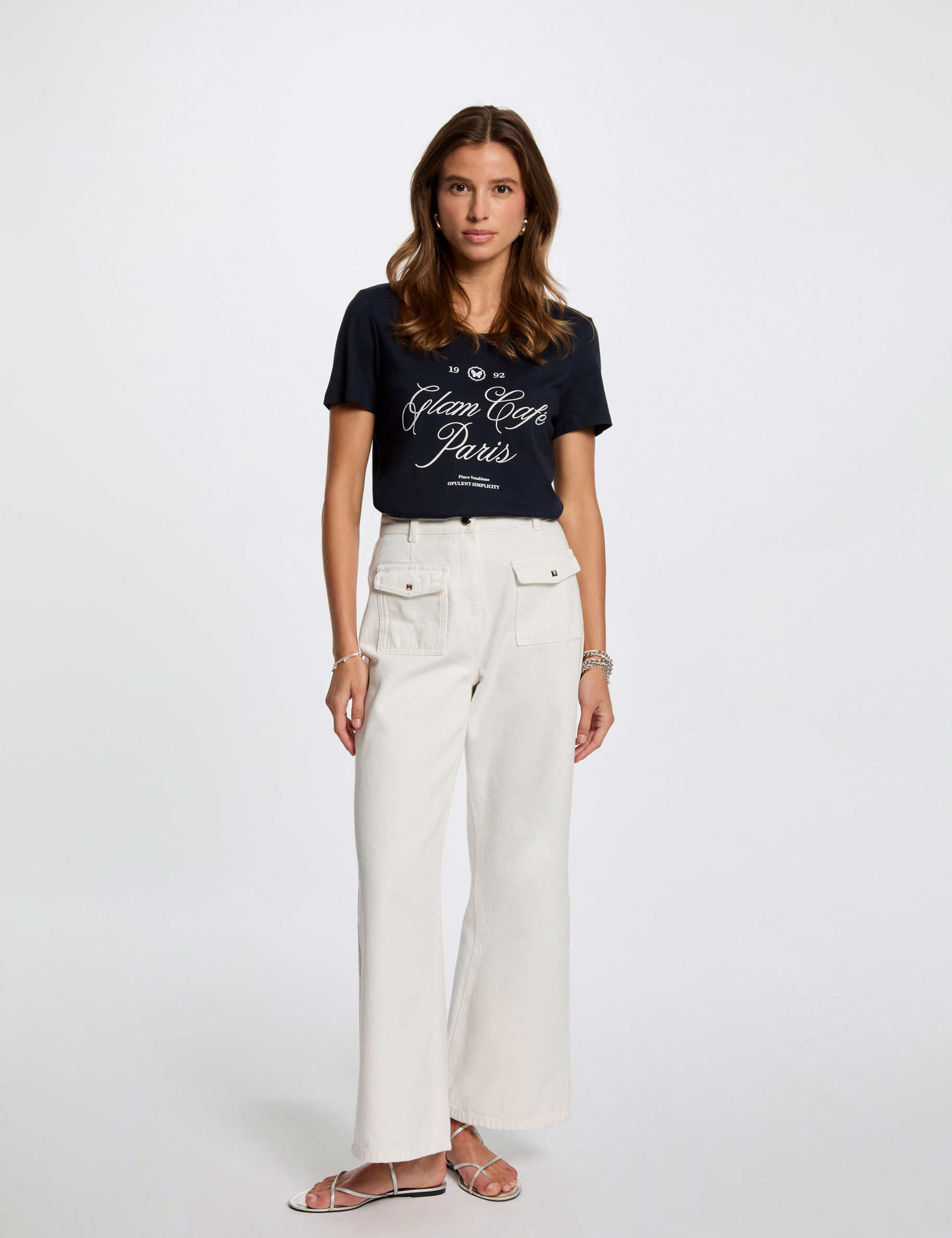 T-shirt with message navy blue women